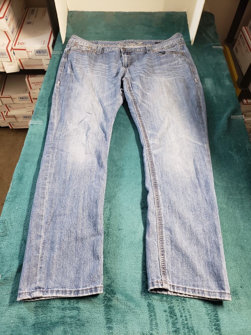 Seven7 Jeans Size 20 Women Blue Stretch Pants Plus Mid Rise Straight